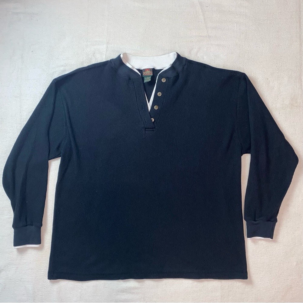 Classic Black Long Sleeve Henley Shirt